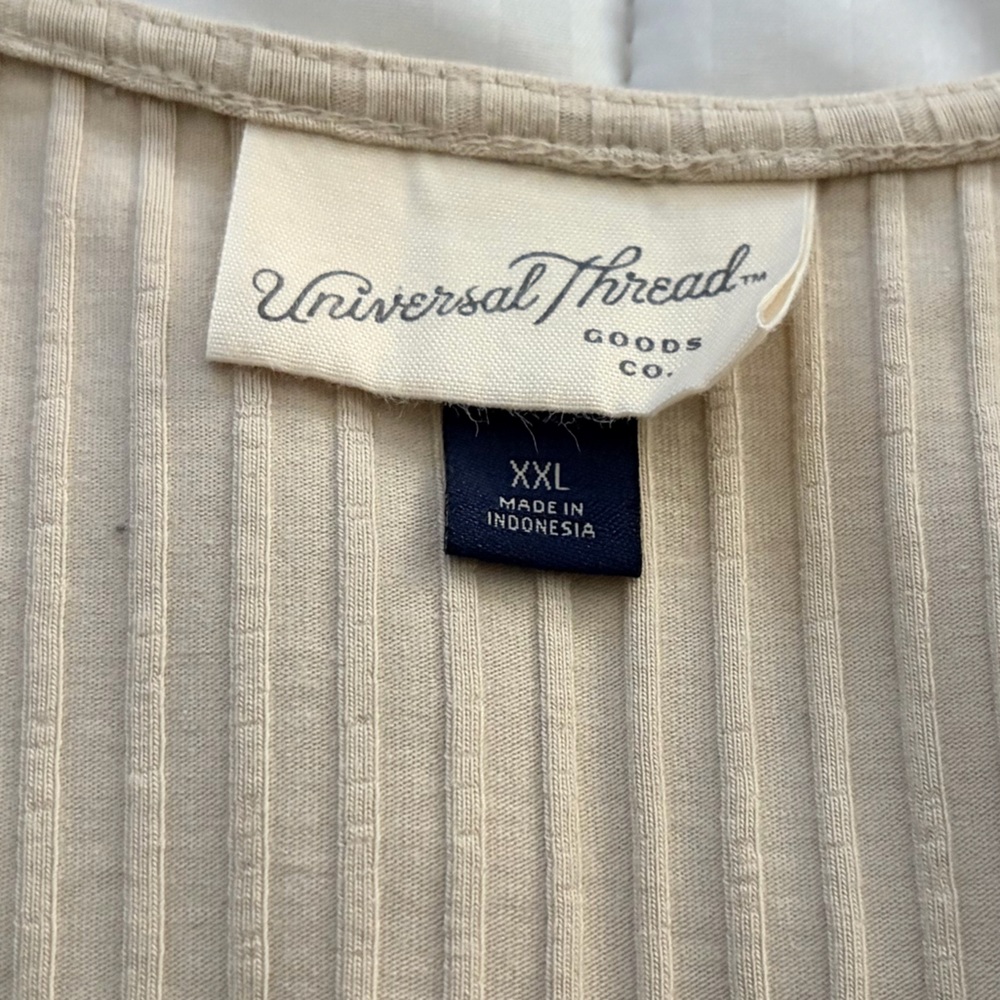 Universal Thread Ribbed V-Neck Tank Top - Light Beige - Picture 3 of 5